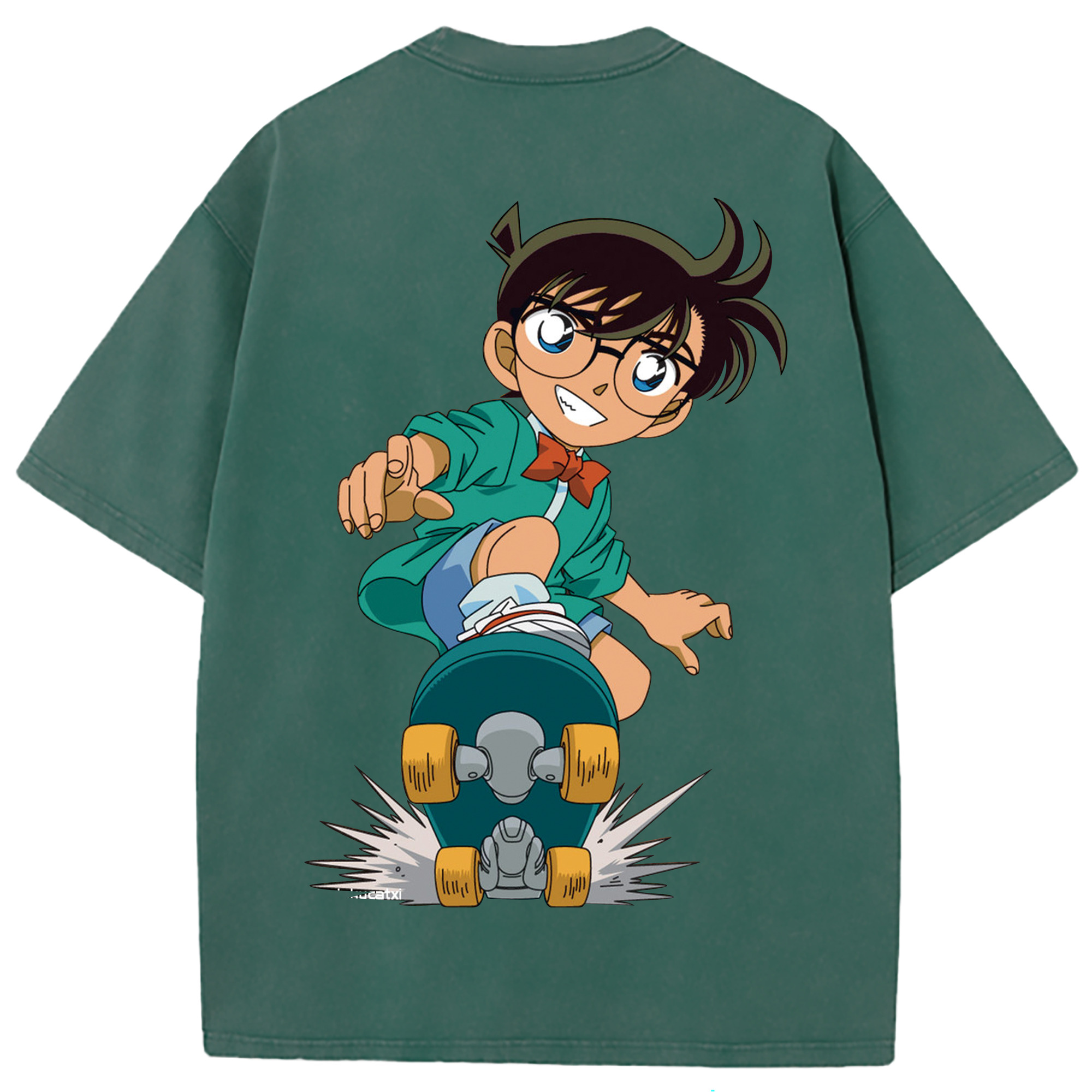 （画像用） 名探偵コナン 江戸川 コナン Detective Conan Conan Edogawa 綿100% ヴィンテージ風 半袖Tシャツ（背面プリント）